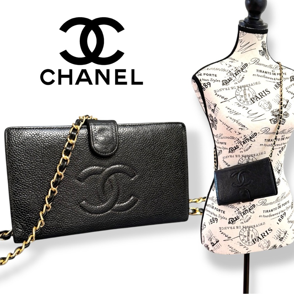 ❌SOLD❌✨Chanel Black Caviar Wallet  w/ Box & Card + Free Chains✨ - Picture 4 of 17
